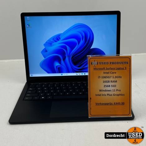Microsoft Surface Laptop 3 (1868) | Intel Core i7-1065G7 1.3GHz 16GB RAM 256B SSD Windows 11 Pro Intel Iris Plus Graphics | Met garantie