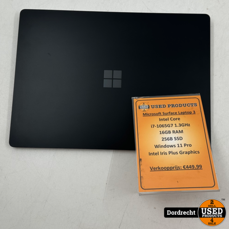 Microsoft Surface Laptop 3 (1868) | Intel Core i7-1065G7 1.3GHz 16GB RAM 256B SSD Windows 11 Pro Intel Iris Plus Graphics | Met garantie