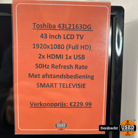 Toshiba 43L2163DG Smart televisie/tv | Met ab | Met garantie