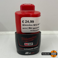 Milwaukee M12 B2 12V 2.0AH accu | Met garantie