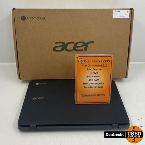 Acer Chromebook 311 C733-C6QF | Intel Celeron N4020 64GB eMMC 4GB RAM Intel UHD Graphics | Compleet in doos | Met garantie