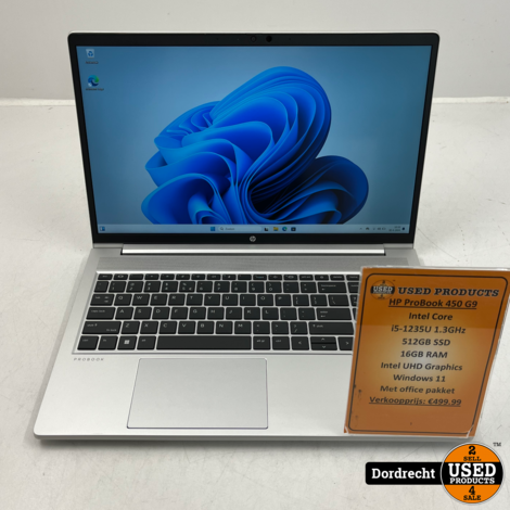 HP ProBook 450 G9 laptop | Intel Core i5-1235U 512GB SSD 16GB RAM Intel UHD Graphics Windows 11 | Met garantie