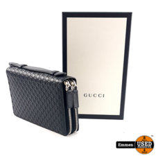 Gucci Microguccissima Double Zip Wallet Black/Zwart | Zo Goed Als Nieuw