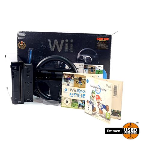 Nintendo Wii 25th Anniversary Mario Kart Wii Pack Compleet Black/Zwart | Incl. Doos