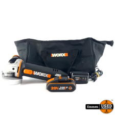 Worx WX800, Haakse Slijper, 20V, Incl. Accu, Incl. Lader,  Oranje/Zwart | In Nette Staat