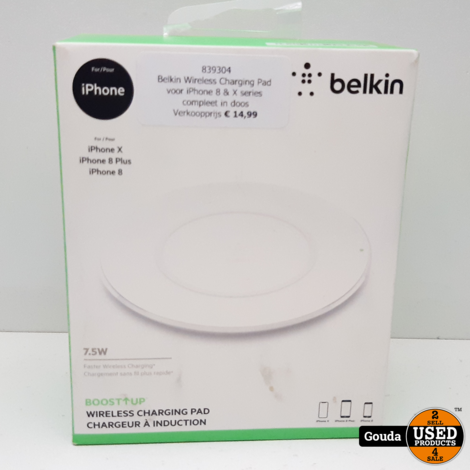 Belkin Wireless Charging Pad voor iPhone 8 & nieuwer compleet in doos