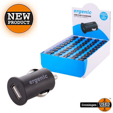 Ergenic DC Adapter Auto USB 1A zwart | NIEUW!