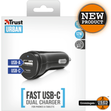 Trust [-50%] Trust 21588 Fast Dual USB-C & USB Autolader voor smartphones en tablets | NIEUW