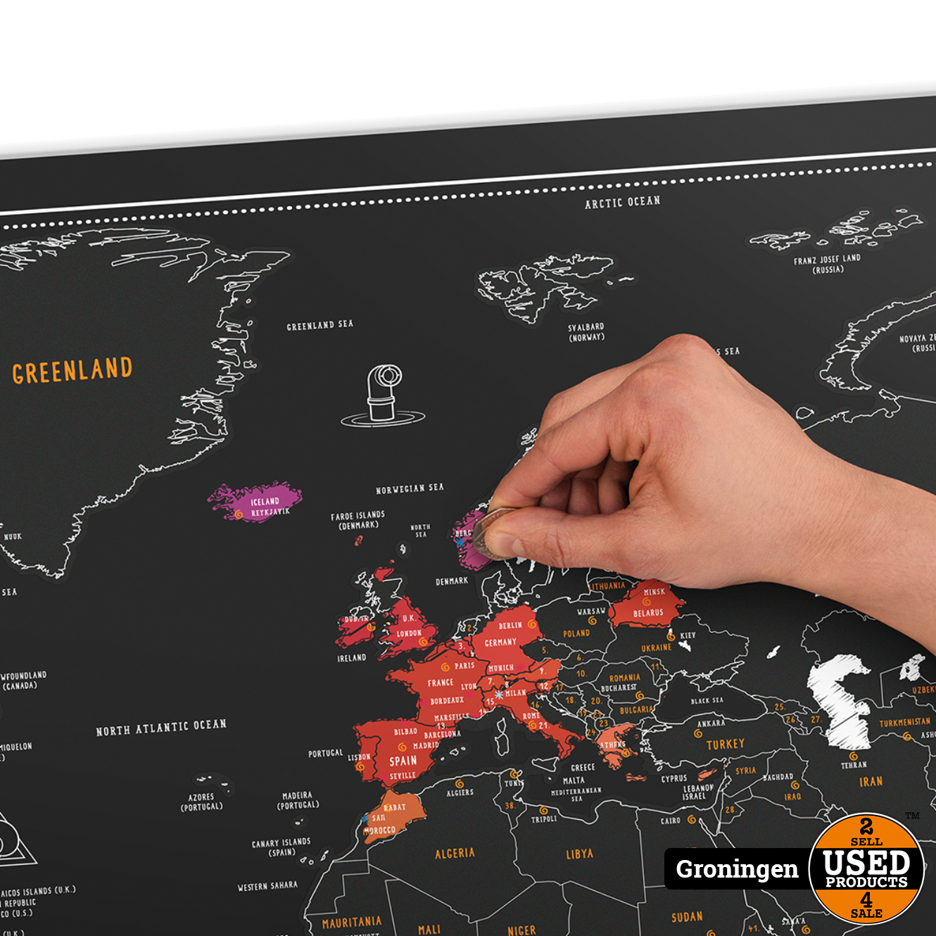 Bijdrage Elk jaar lid Luckies - Scratch Map Chalk - Kraskaart met krijtpen - Used Products  Groningen