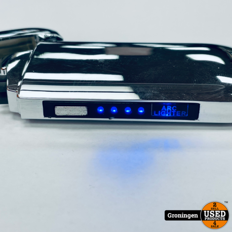Elektrische Plasma Aansteker Edge Zilver Premium (met indicator) USB Oplaadbaar