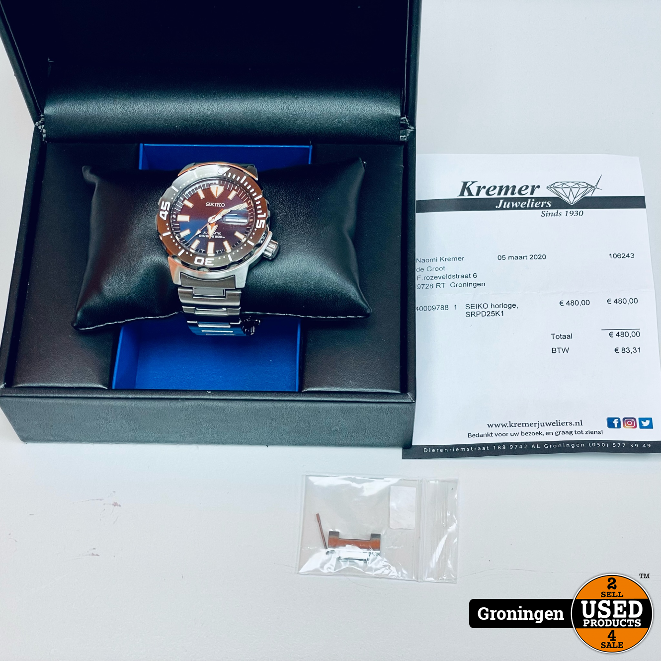 Seiko Prospex Diver's SRPD25K1 Horloge | COMPLEET IN DOOS | nota  (05-03-2020) - Used Products Groningen