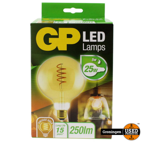 GP LED lamp E27 5W 250Lm G125 vintage gold 085195