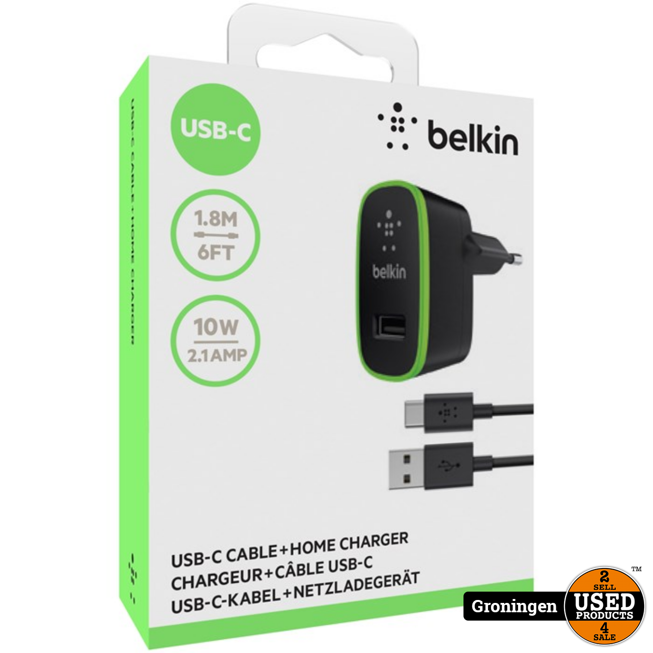 hoofdpijn Om toevlucht te zoeken koper Belkin USB-C/USB-A-kabel met thuislader - Used Products Groningen