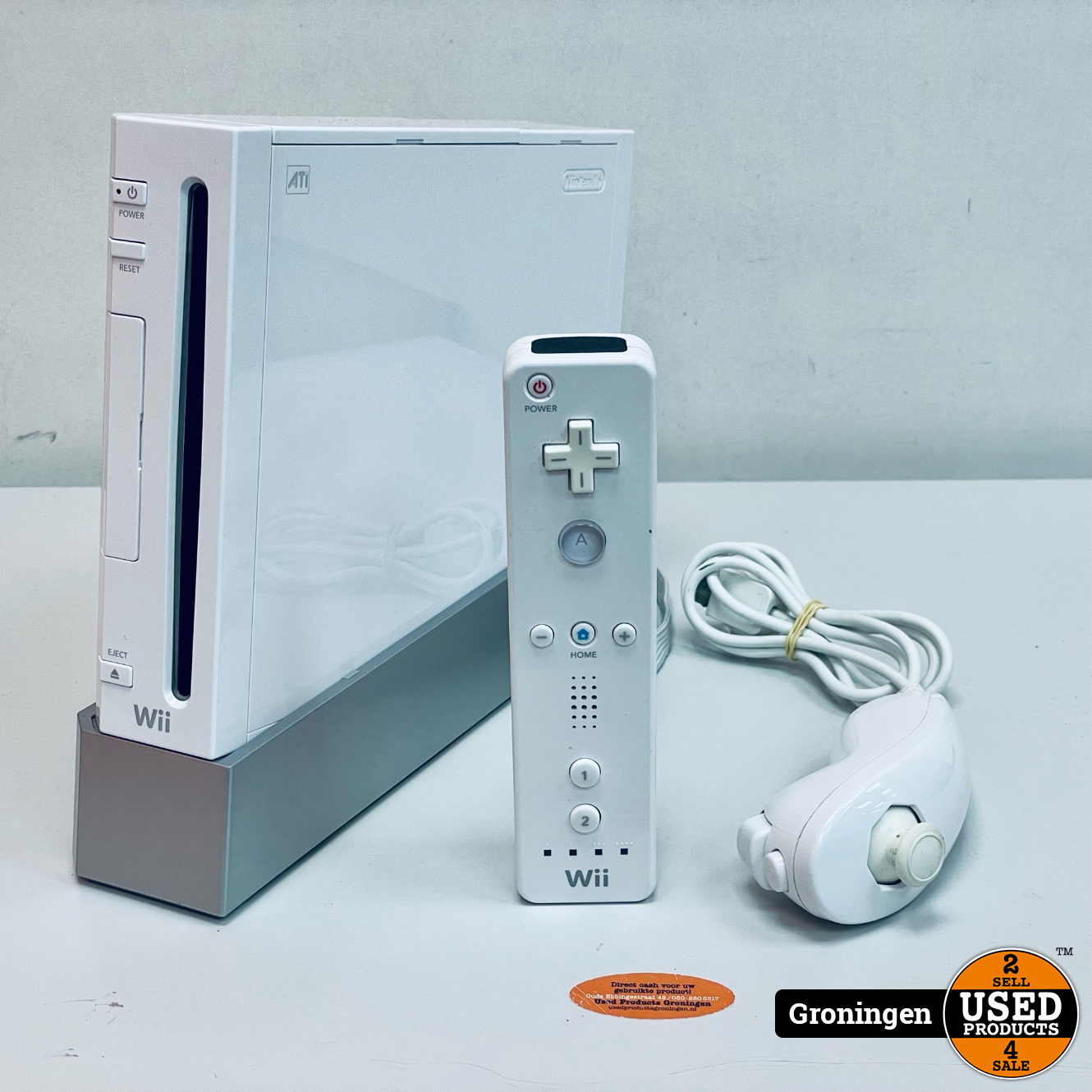 gras Standaard Verdraaiing Wii] Nintendo Wii Console Wit | incl. Remote Controller + NunChuck Wit en  kabels - Used Products Groningen