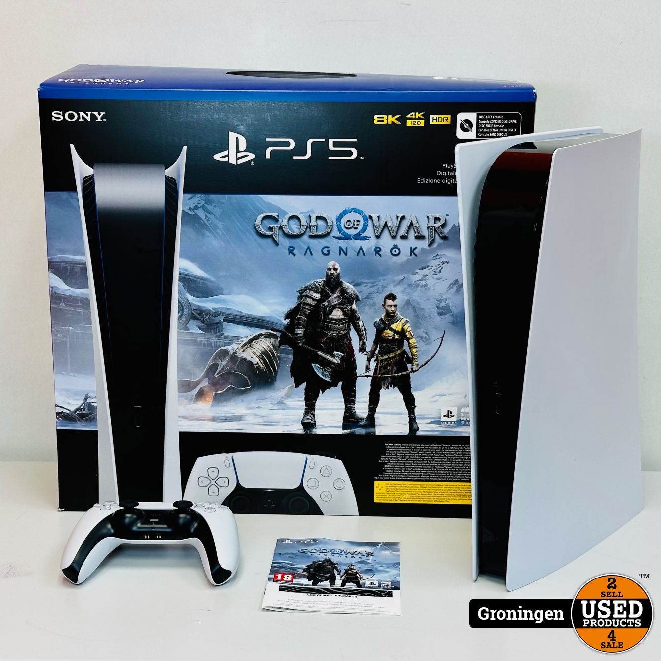 PS5] Sony PlayStation 5 Digital God of War Ragnarok Bundle | NETTE STAAT! COMPLEET IN DOOS - Used Products Groningen