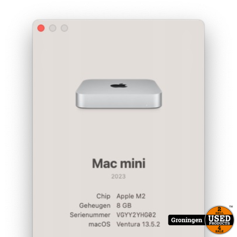 Apple Mac Mini M2 (MMFJ3FN/A) 8GB/256GB | COMPLEET IN DOOS | Garantie t/m 13-08-24