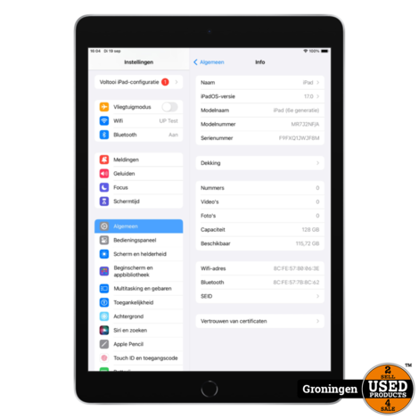 Apple iPad Wi-Fi 128GB (2018) Space Grey (MR7J2NF/A) | Accu 92% | iPadOS 17