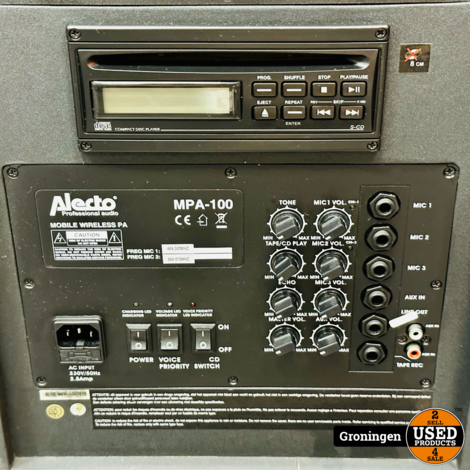 Alecto Professional Audio MPA-100 - PA/muziek/karaoke speaker verrijdbaar | incl. afdekhoes