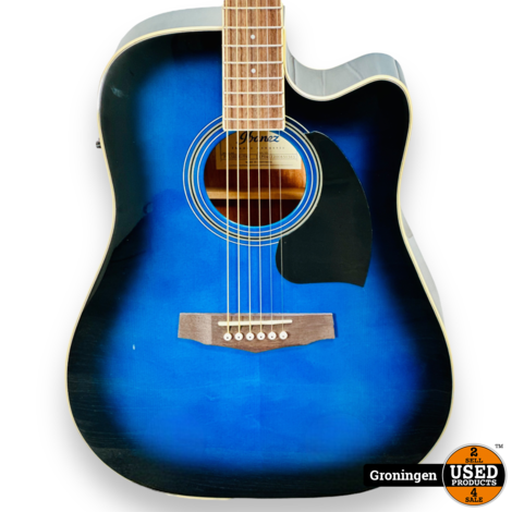 Ibanez PF15ECE-TBS Trans Blue Sunburst semi-akoestische gitaar | incl. Tobago gitaartas