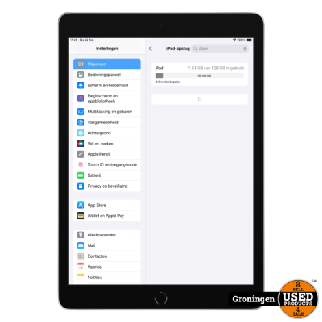 Apple iPad Wi-Fi 128GB (2018) Space Grey (MR7J2NF/A) | Accu 94% | iPadOS 17