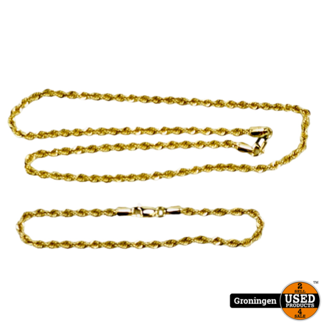 Gouden collier 14 karaat met bijpassende armband | 43cm en 18,5cm | 5,89gr