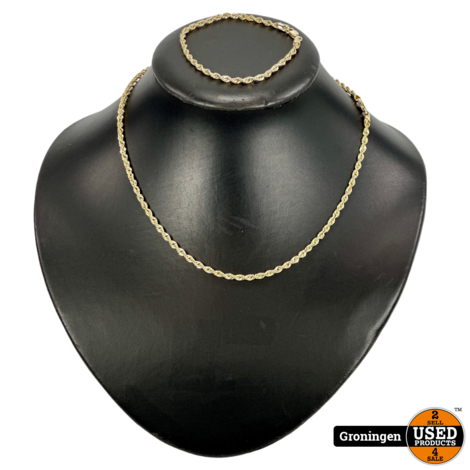 Gouden collier 14 karaat met bijpassende armband | 43cm en 18,5cm | 5,89gr