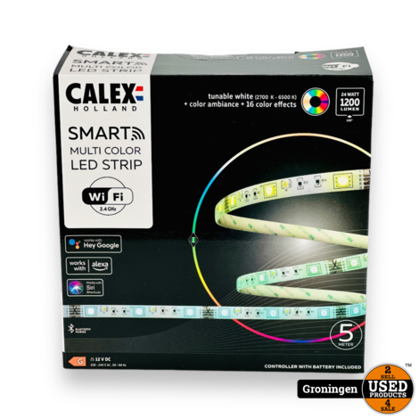 Calex Slimme LED Strip 5 meter - Voor Binnen - Met App - RGB - Smart Lichtstrip met afstandsbediening