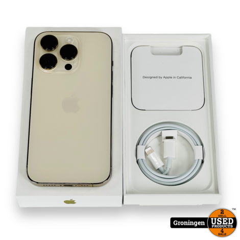 Apple iPhone 14 Pro 128GB Gold | Accu 97% | NIEUWSTAAT! COMPLEET IN DOOS + Cover en nota (07-06-23)