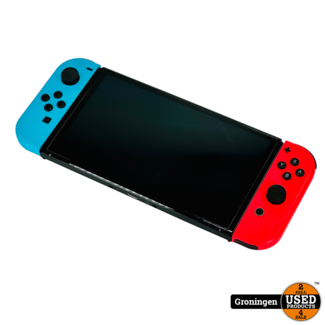 Nintendo Switch OLED Neon Blue & Red + 256GB MicroSD | incl. Dock, Joy-Cons + Straps, Joy-Con Grip, kabels en doos