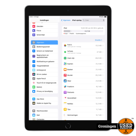 Apple iPad Wi-Fi + Cellular 64GB (2021) Space Grey (MK473NF/A) | NIEUWSTAAT! Slechts 3 Cycli! | incl. nota (02-01-24)