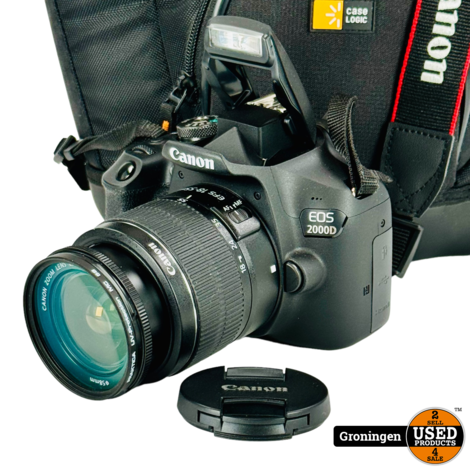 Canon EOS 2000D [1049 clicks] + 18-55mm DC III NIEUWSTAAT! | incl. Cameratas, riem, accu en lader