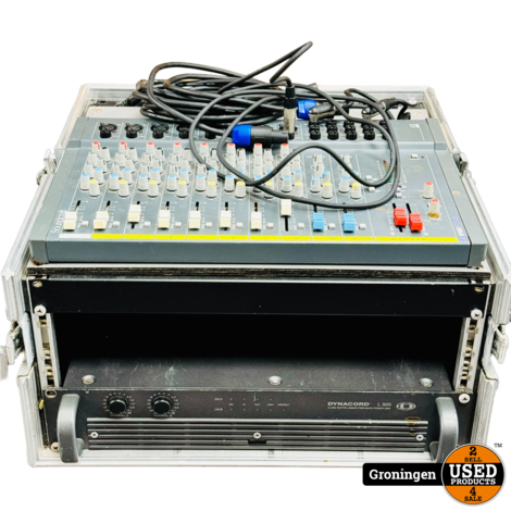 Dynacord L500 PA versterker + Soundcraft Spirit Folio mengpaneel | GEBRUIKT | incl. Flightcase en kabels