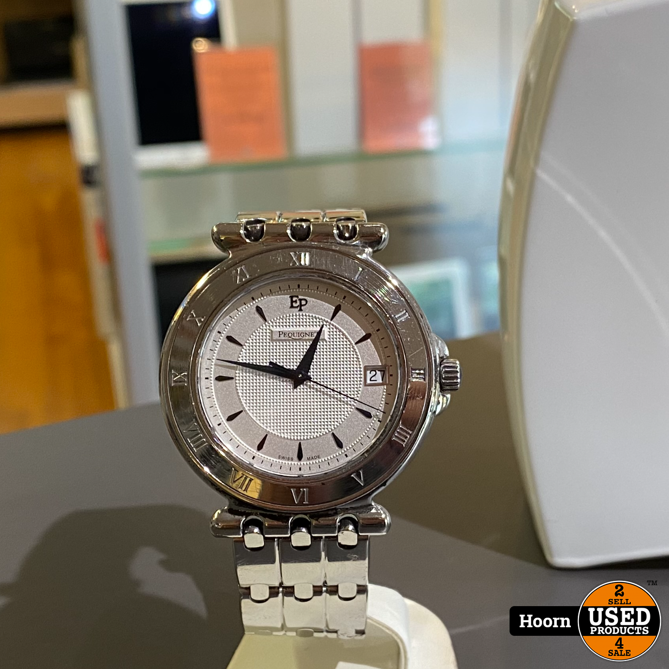 Pequignet Moorea 8860437 244 Quartz 42mm Vintage Heren Horloge Edel Staal  in Zeer Nette Staat - Used Products Hoorn