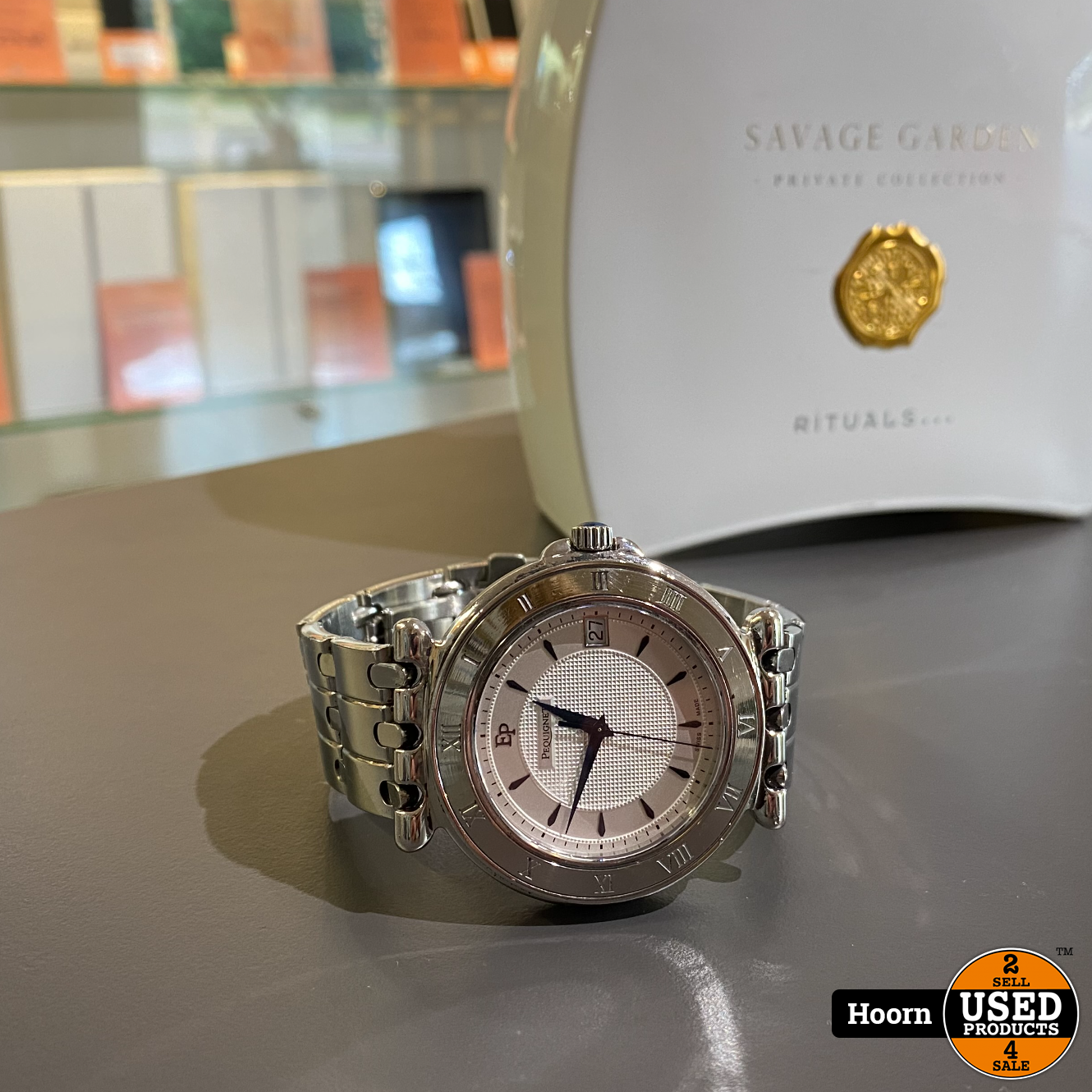 Pequignet Moorea 8860437 244 Quartz 42mm Vintage Heren Horloge Edel Staal  in Zeer Nette Staat - Used Products Hoorn
