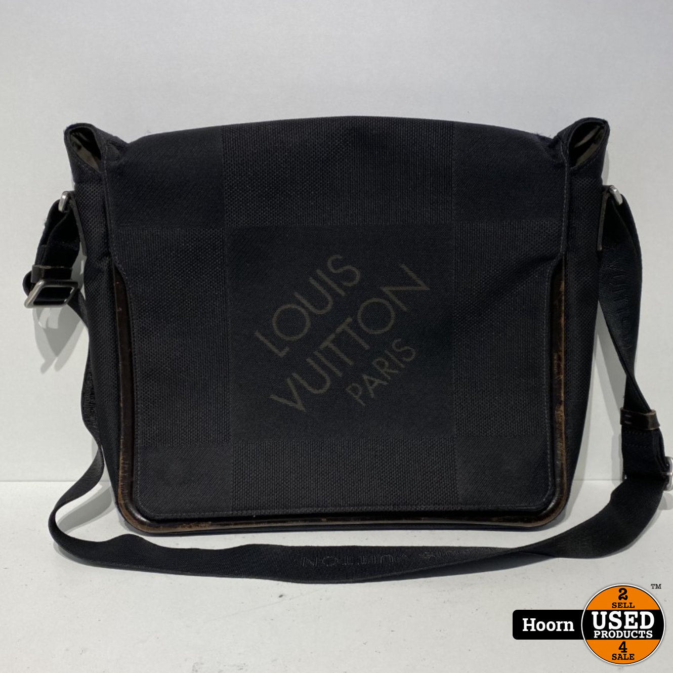 Louis Vuitton Damier Geant Terre Messenger Bag Zwart met Bruin Lederen  Afwerking - Used Products Hoorn