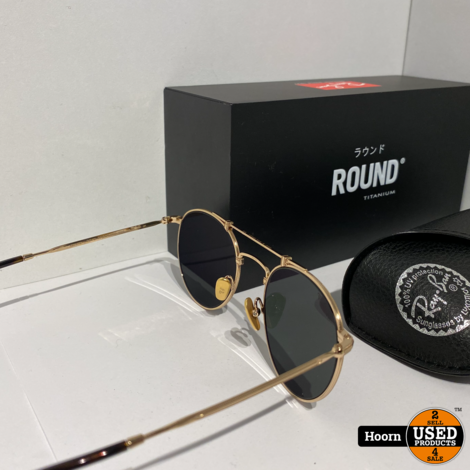 Ray-Ban RB8147M Round Titanium Gold Plated Zonnebril Nieuw 9143 50/21