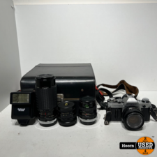 Canon Canon AE-1 Analoge Spiegelreflexcamera Compleet incl. 4 Lenzen, Flitser en Case