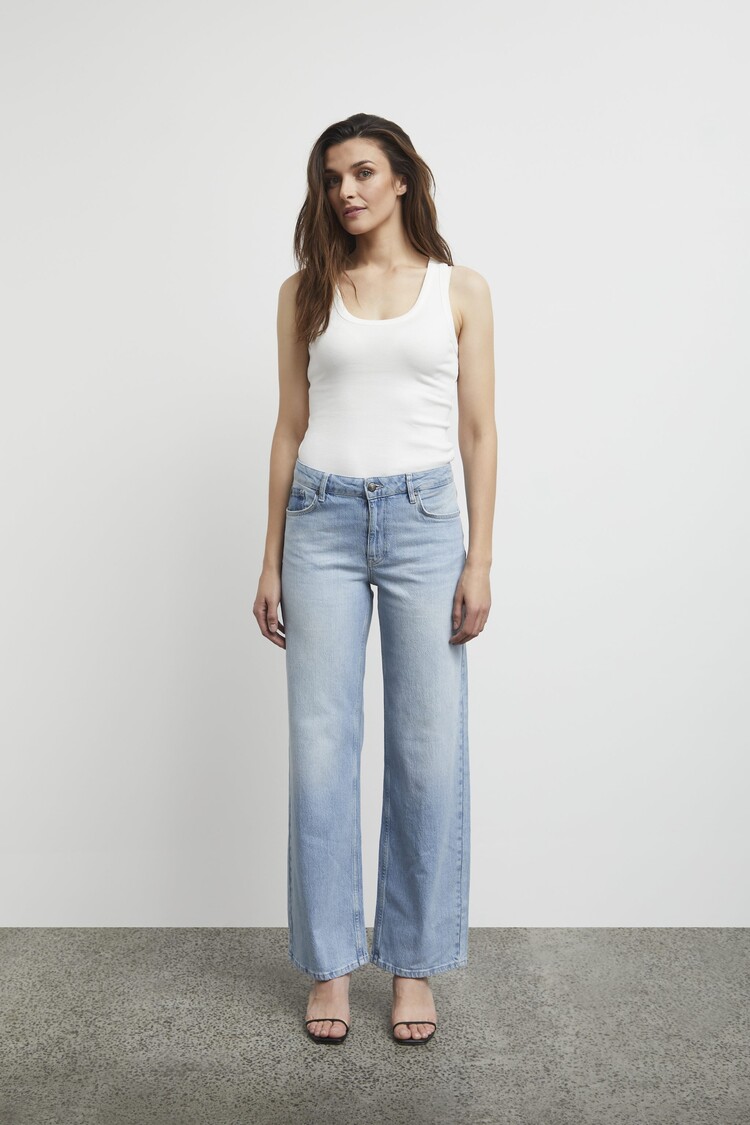 Pulz PZVEGA UHW Jeans Wide Leg light bue denim