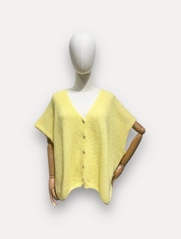 Short sleeve mohair pull geel