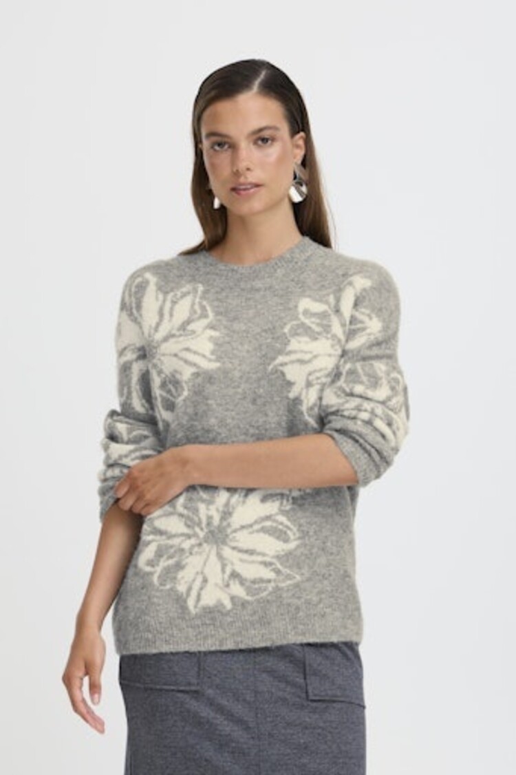 b.young BYOMEA FLOWER JUMPER mid grey