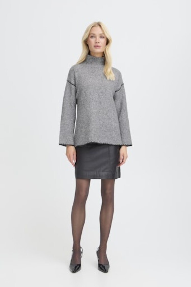 b.young BYOMEA ROLLNECK JUMPER mid grey