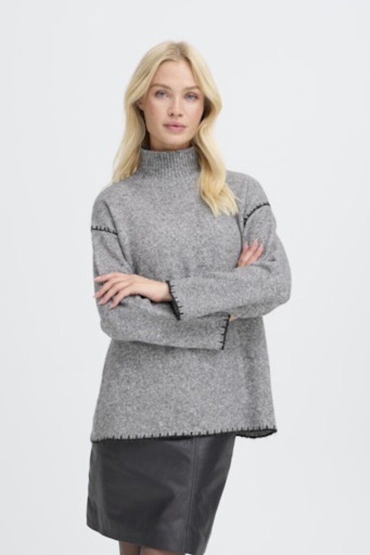 b.young BYOMEA ROLLNECK JUMPER mid grey