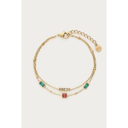 My Jewellery Gold Bracelet double chain strass Gold