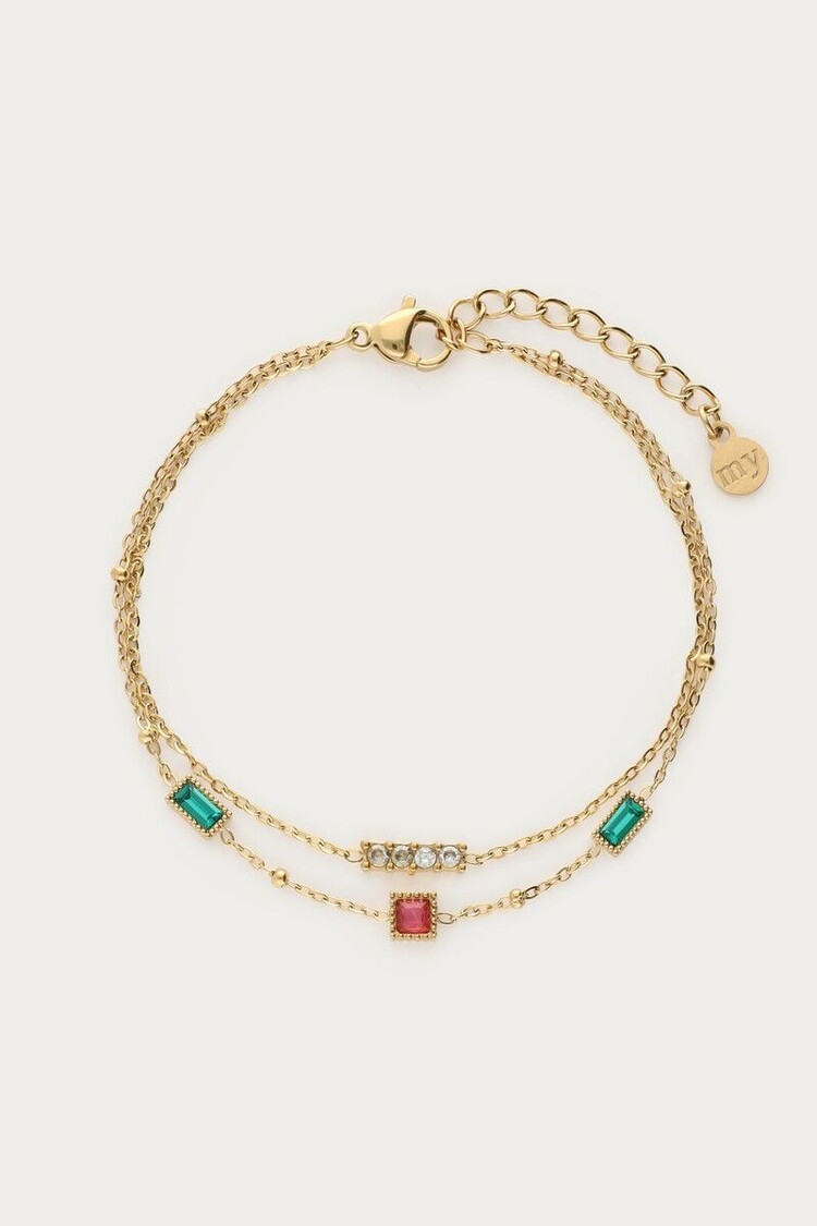 My Jewellery Gold Bracelet double chain strass Gold