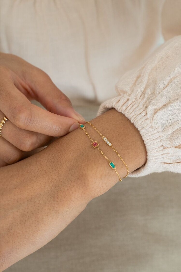 My Jewellery Gold Bracelet double chain strass Gold