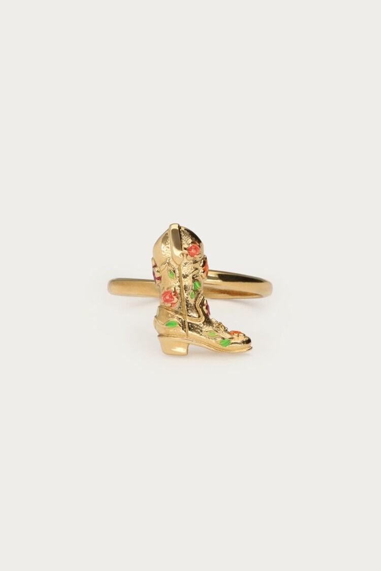 My Jewellery Gold Ring cowboyboot flowers Gold