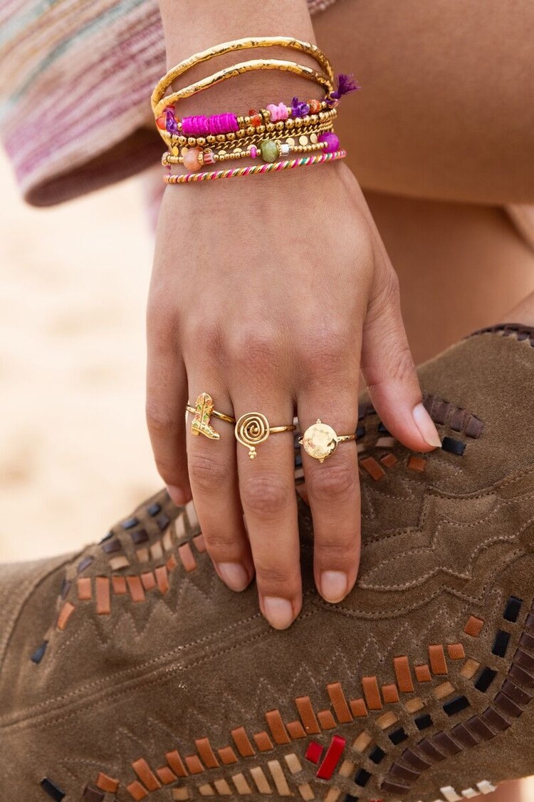 My Jewellery Gold Ring cowboyboot flowers Gold