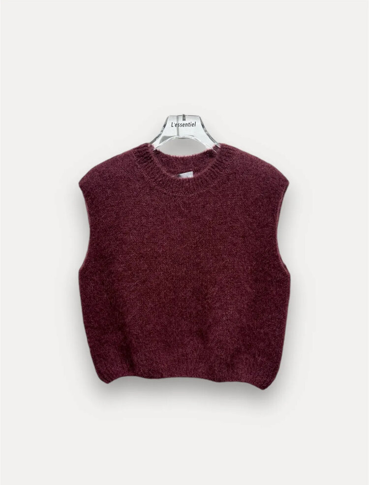 Sleeveless mohair body bordeau one size