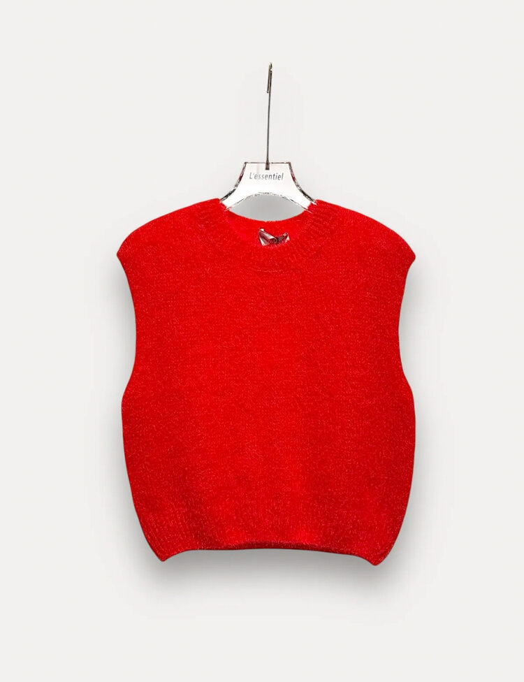 Sleeveless mohair body red one size
