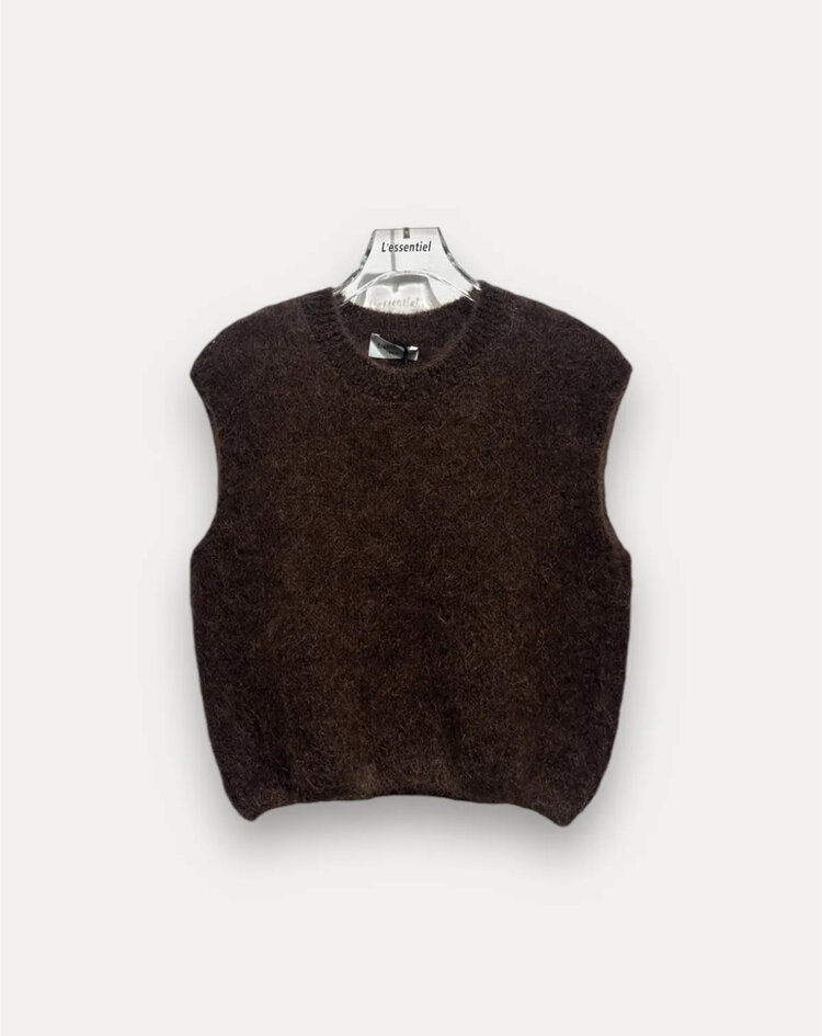 Sleeveless mohair body brown one size
